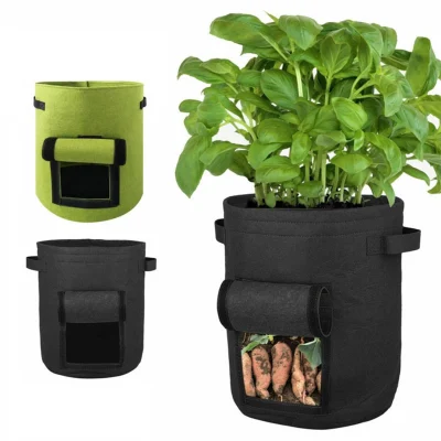 감자/야채/식물용 10갤런 펠트 성장 가방, 창 및 손잡이가 있는 부직포 성장 가방 사용자 정의