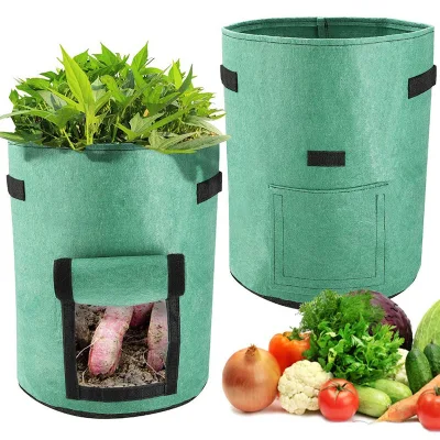 감자 식물용 10갤런 심기 가방, 손잡이가 있는 펠트 직물 통기 냄비, 튼튼한 심기 가방