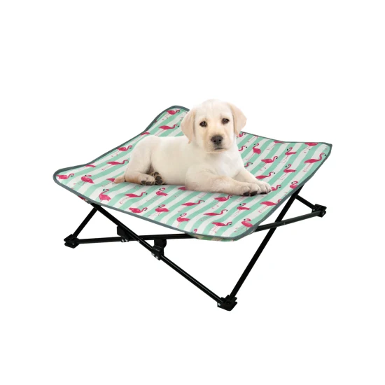 작은 개를 위한 고급 방수 휴대용 강철 프레임 야외 높은 개 침대